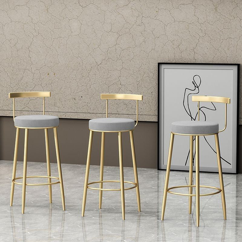 Glam Low Back Dining Stool Metal Armless Bar Stool with Cushion