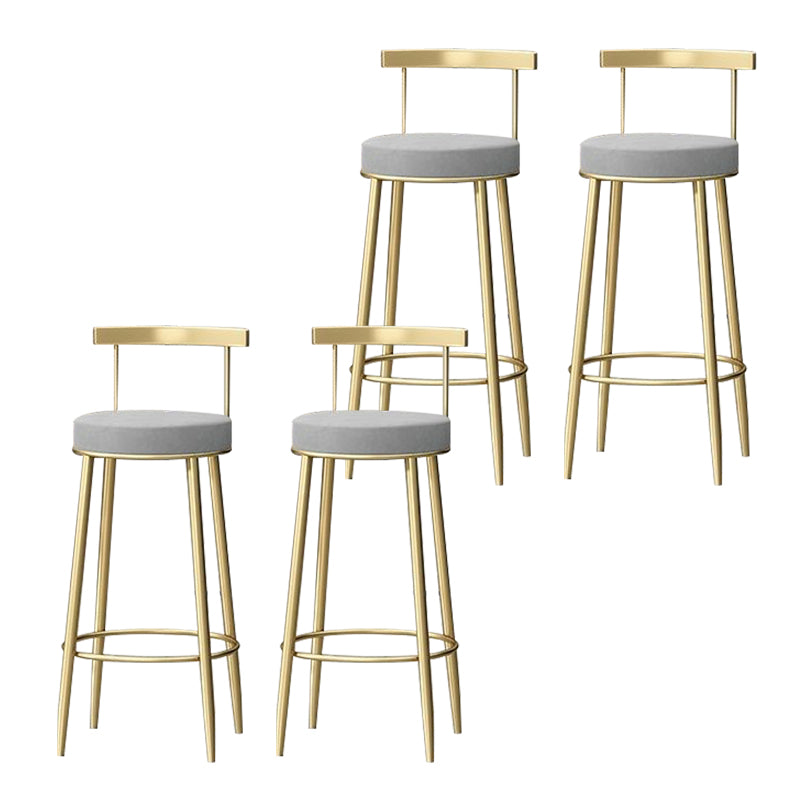 Glam Low Back Dining Stool Metal Armless Bar Stool with Cushion