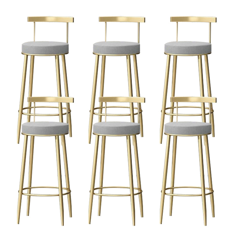Glam Low Back Dining Stool Metal Armless Bar Stool with Cushion