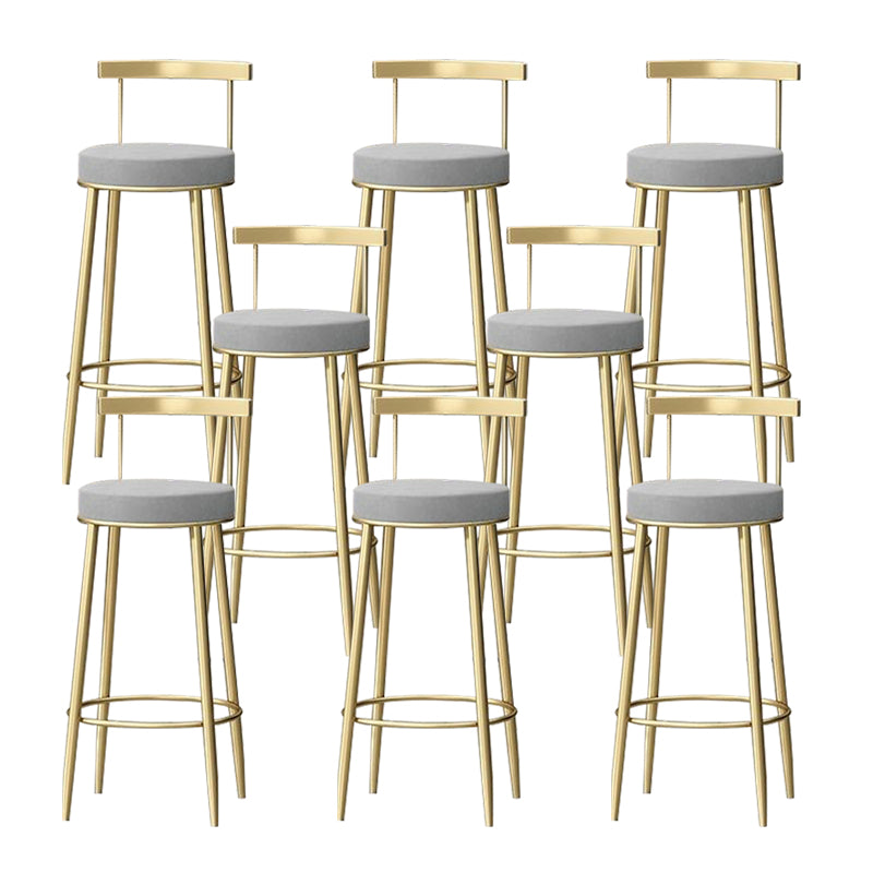 Glam Low Back Dining Stool Metal Armless Bar Stool with Cushion