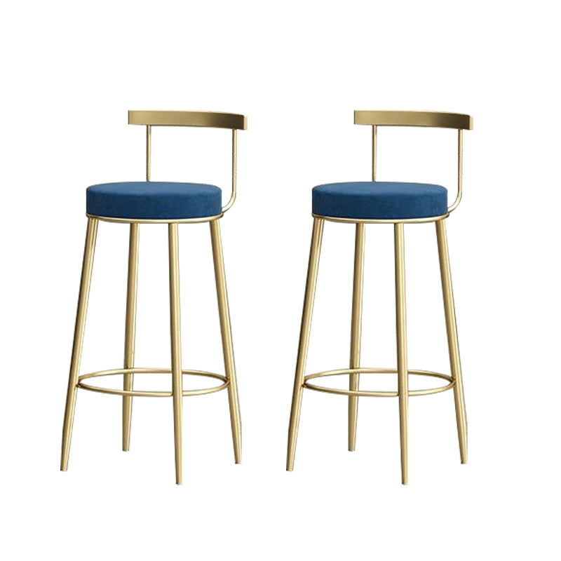 Glam Low Back Dining Stool Metal Armless Bar Stool with Cushion