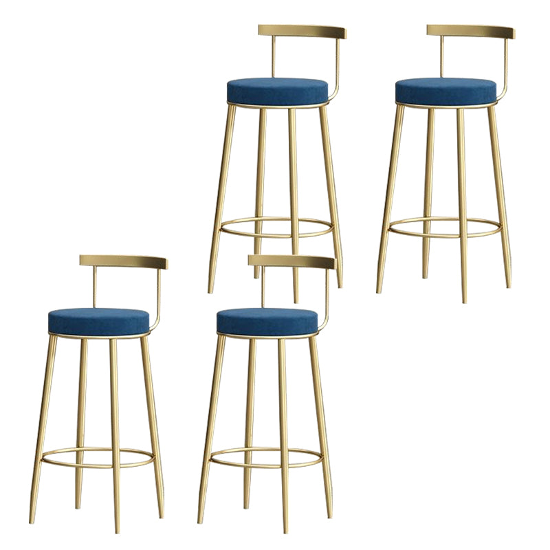 Glam Low Back Dining Stool Metal Armless Bar Stool with Cushion