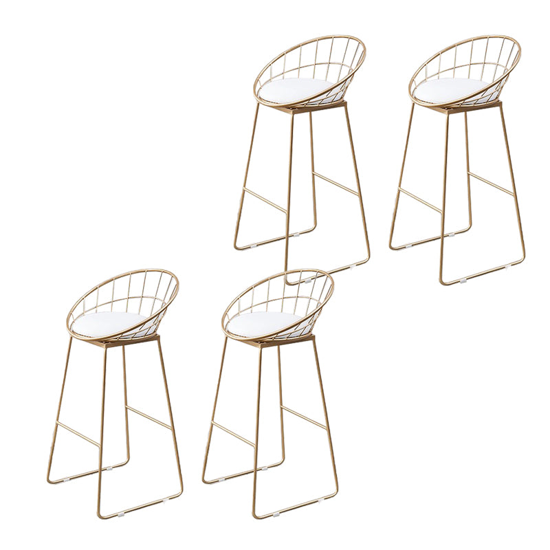 Glam Style Low Back Dining Stools Metal Bar Stools with Footrest