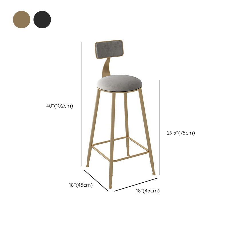 Contemporary Armless Dining Stools Metal Bar Stools with Cushion