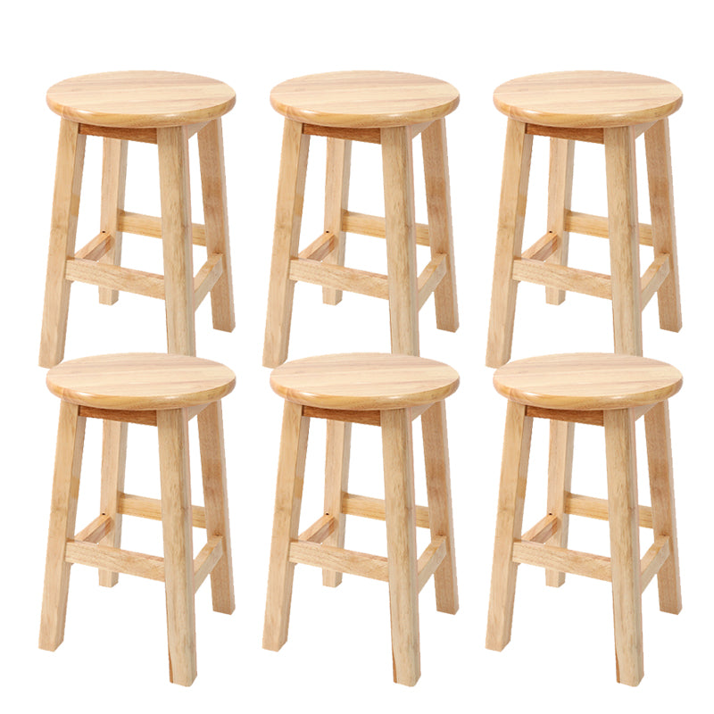 Solid Wood Bar Stool Backless Armless Counter Stool for Dining Room