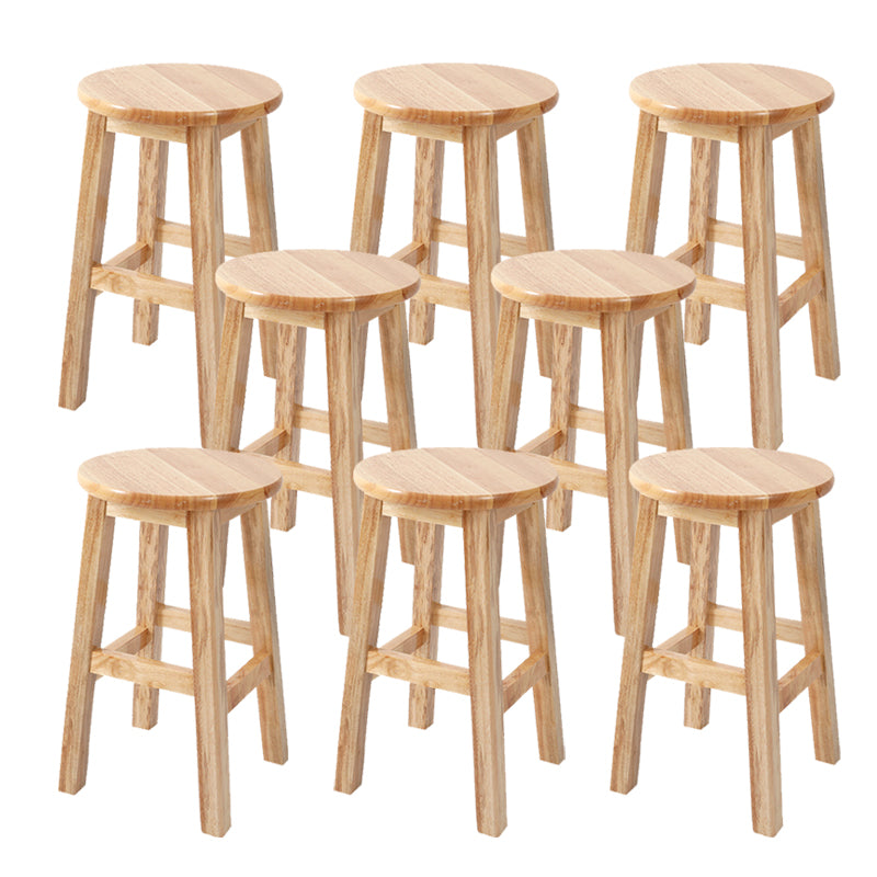 Solid Wood Bar Stool Backless Armless Counter Stool for Dining Room