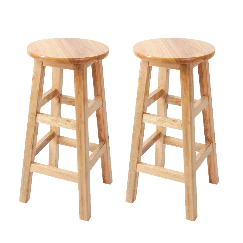 Solid Wood Bar Stool Backless Armless Counter Stool for Dining Room