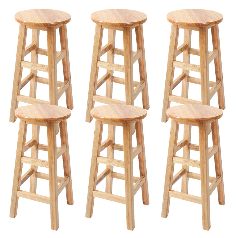 Solid Wood Bar Stool Backless Armless Counter Stool for Dining Room