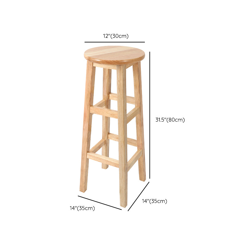 Solid Wood Bar Stool Backless Armless Counter Stool for Dining Room