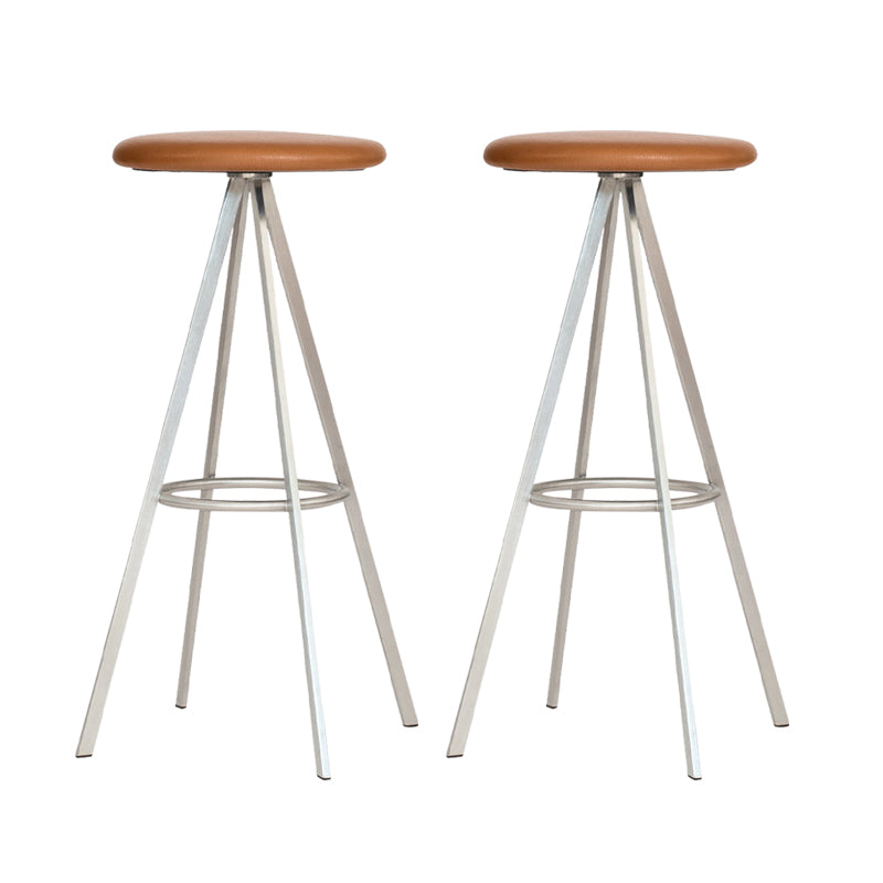 Backless Metal Counter & Bar Stools Modern Indoor Stools with Chrome Frame