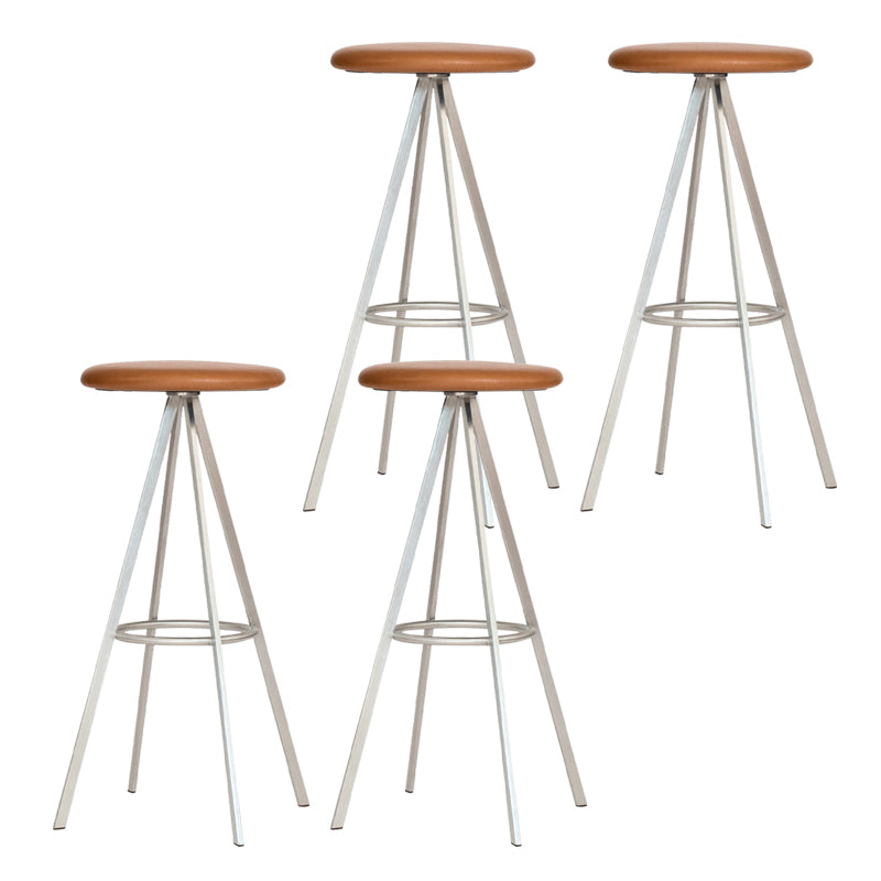 Backless Metal Counter & Bar Stools Modern Indoor Stools with Chrome Frame