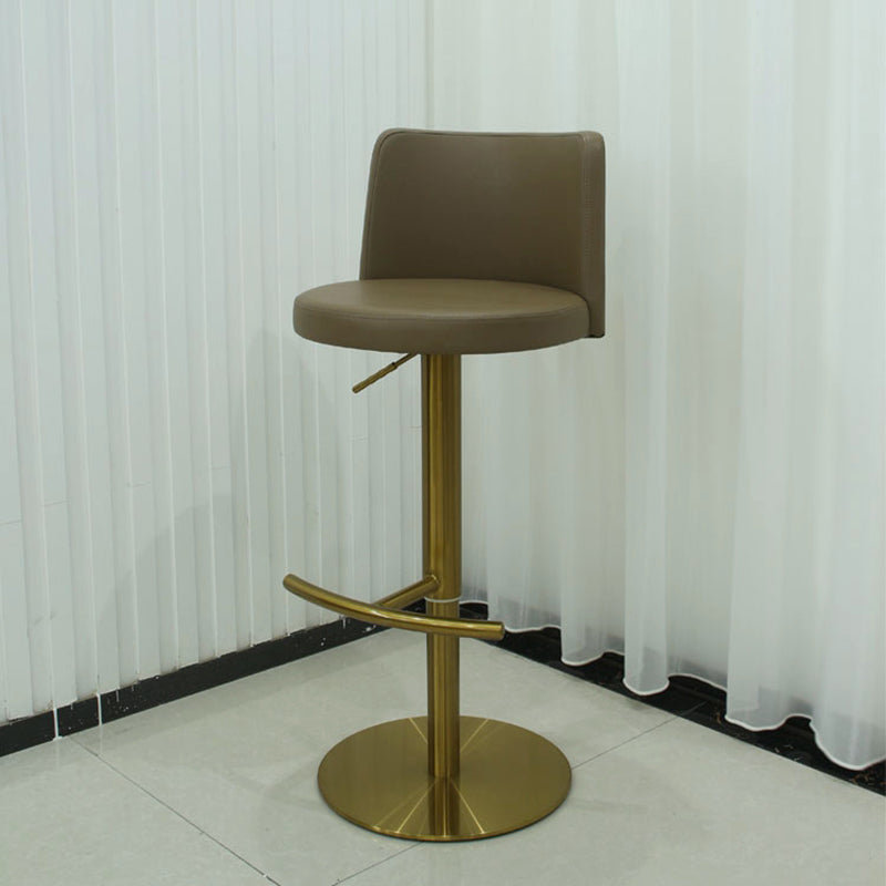 Industrial Adjustable Height Bar Stools Matte Finish Faux Leather Stools