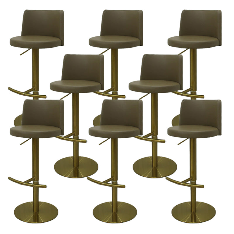 Industrial Adjustable Height Bar Stools Matte Finish Faux Leather Stools
