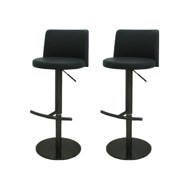 Industrial Adjustable Height Bar Stools Matte Finish Faux Leather Stools