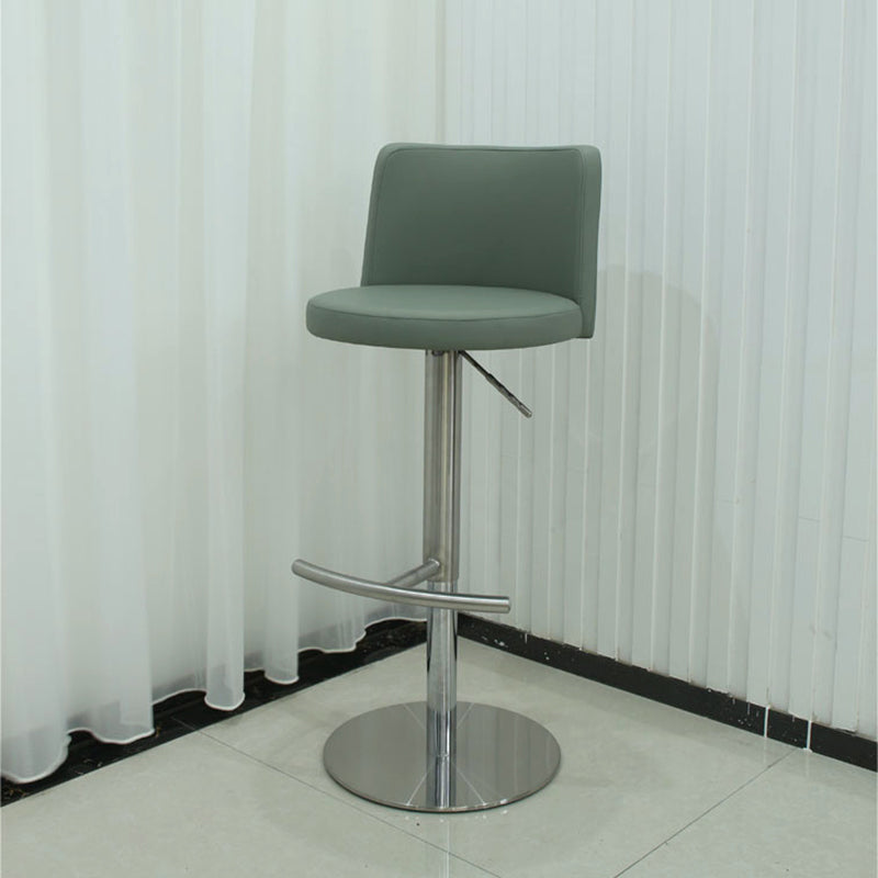 Industrial Adjustable Height Bar Stools Matte Finish Faux Leather Stools