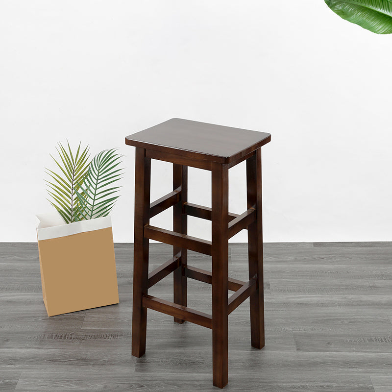 Solid Wood Bar Stool Backless Footrest Counter Stool for Home Use