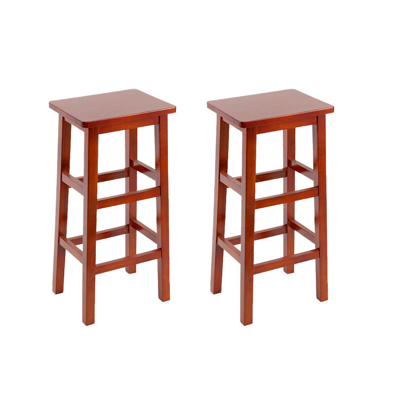 Solid Wood Bar Stool Backless Footrest Counter Stool for Home Use