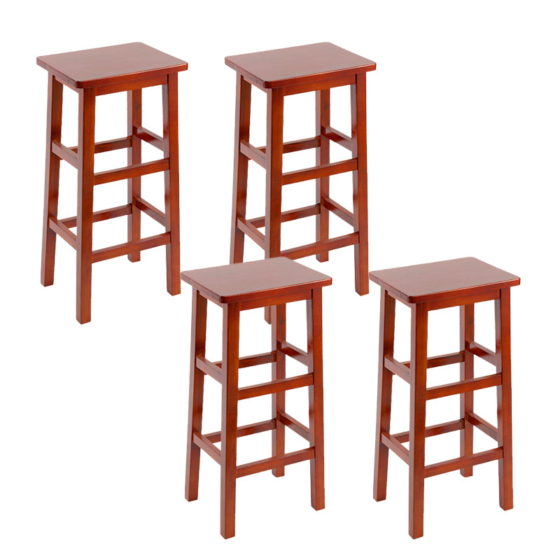 Solid Wood Bar Stool Backless Footrest Counter Stool for Home Use