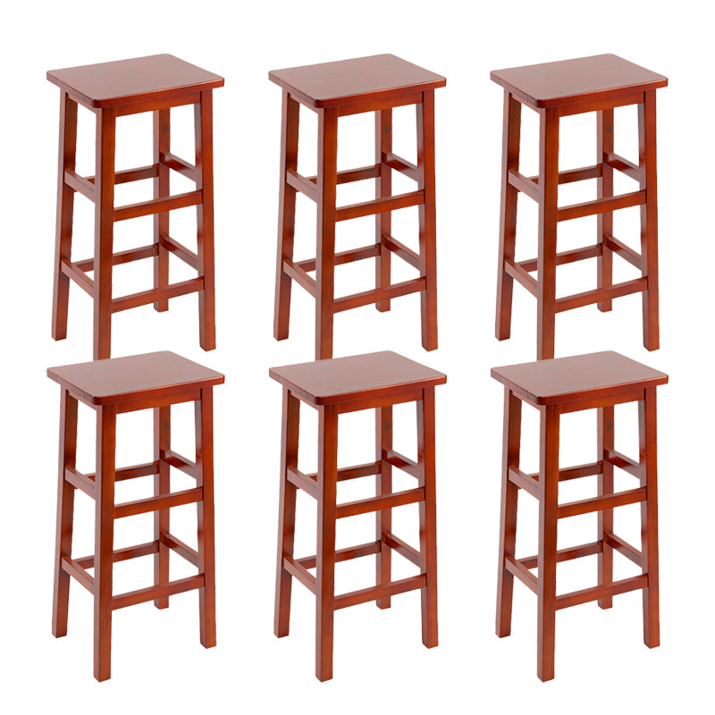 Solid Wood Bar Stool Backless Footrest Counter Stool for Home Use