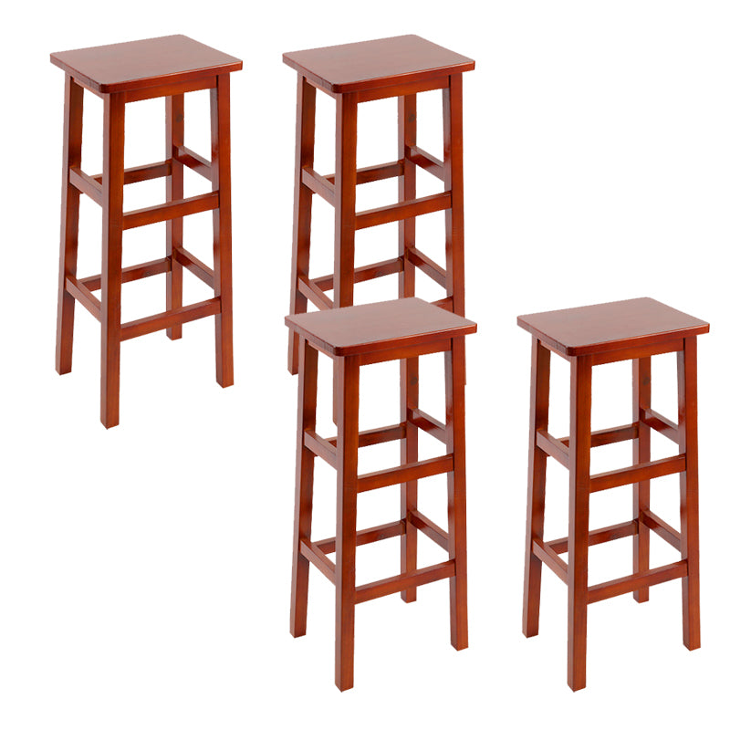 Solid Wood Bar Stool Backless Footrest Counter Stool for Home Use