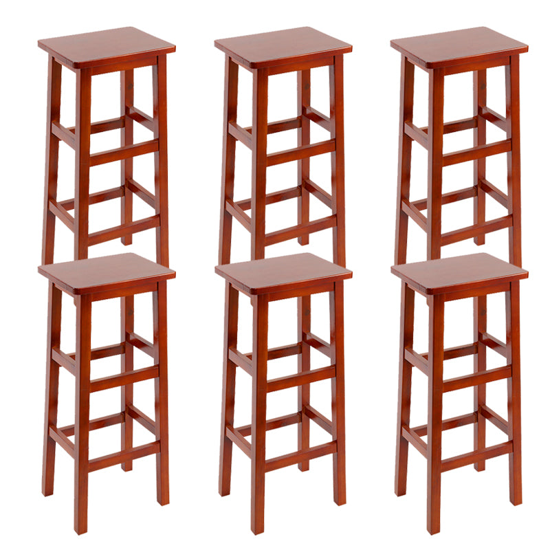 Solid Wood Bar Stool Backless Footrest Counter Stool for Home Use