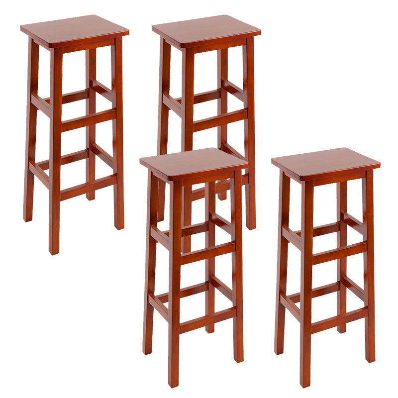 Solid Wood Bar Stool Backless Footrest Counter Stool for Home Use