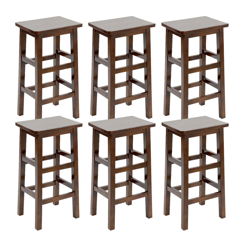 Solid Wood Bar Stool Backless Footrest Counter Stool for Home Use