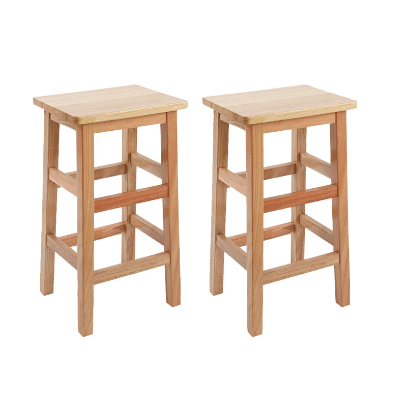 Solid Wood Bar Stool Backless Footrest Counter Stool for Home Use