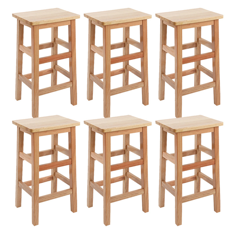 Solid Wood Bar Stool Backless Footrest Counter Stool for Home Use