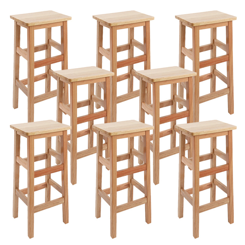 Solid Wood Bar Stool Backless Footrest Counter Stool for Home Use