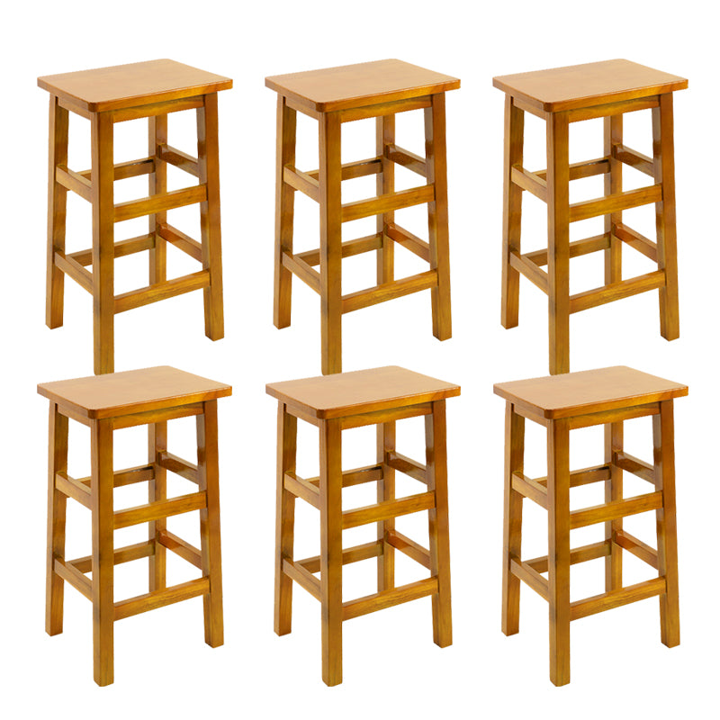 Solid Wood Bar Stool Backless Footrest Counter Stool for Home Use