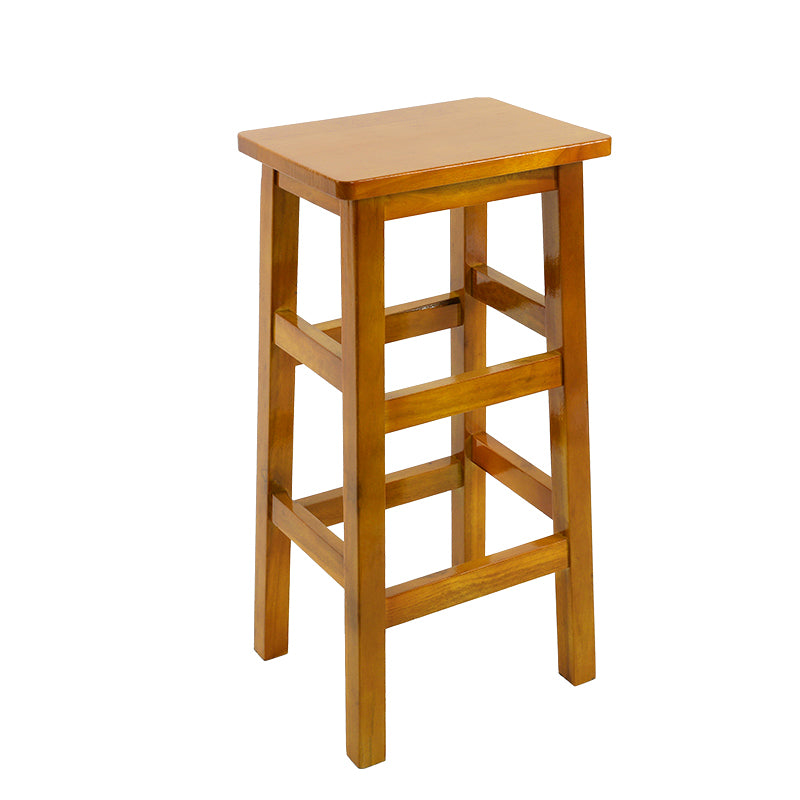 Solid Wood Bar Stool Backless Footrest Counter Stool for Home Use