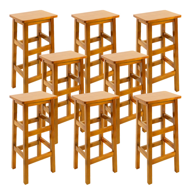 Solid Wood Bar Stool Backless Footrest Counter Stool for Home Use