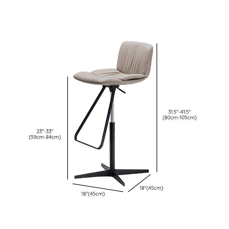 Industrial Adjustable Bar Stools Beige Faux Leather Stools for Home
