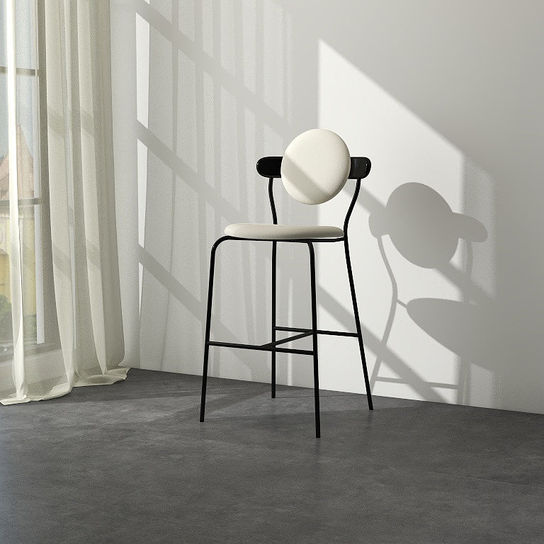 White Upholstered Bar Stools with Black Frame Contemporary Indoor Stools