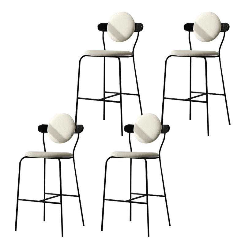 White Upholstered Bar Stools with Black Frame Contemporary Indoor Stools