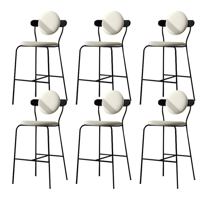 White Upholstered Bar Stools with Black Frame Contemporary Indoor Stools