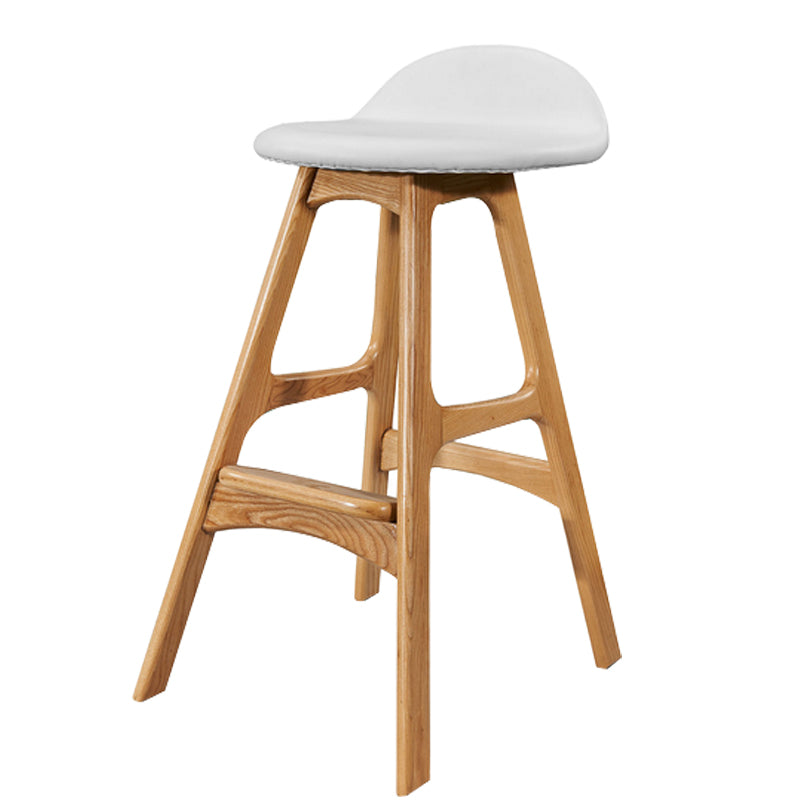 Industrial Bar Stools with Ash Wood Frame Matte Finish Faux Leather Stools