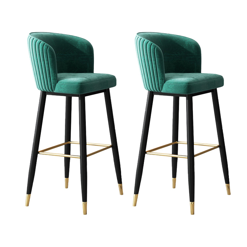 Contemporary Velvet Counter & Bar Stools Matte Finish Indoor Stools with Metal Frame
