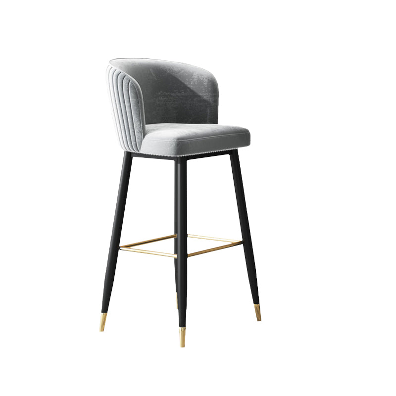 Contemporary Velvet Counter & Bar Stools Matte Finish Indoor Stools with Metal Frame