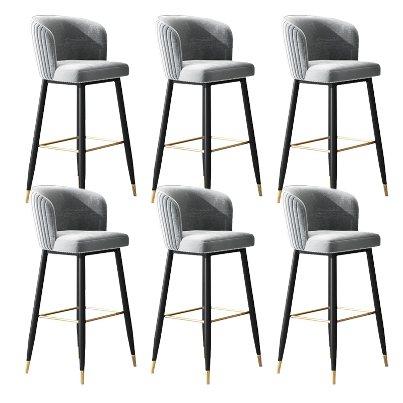 Contemporary Velvet Counter & Bar Stools Matte Finish Indoor Stools with Metal Frame