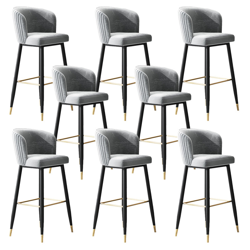 Contemporary Velvet Counter & Bar Stools Matte Finish Indoor Stools with Metal Frame