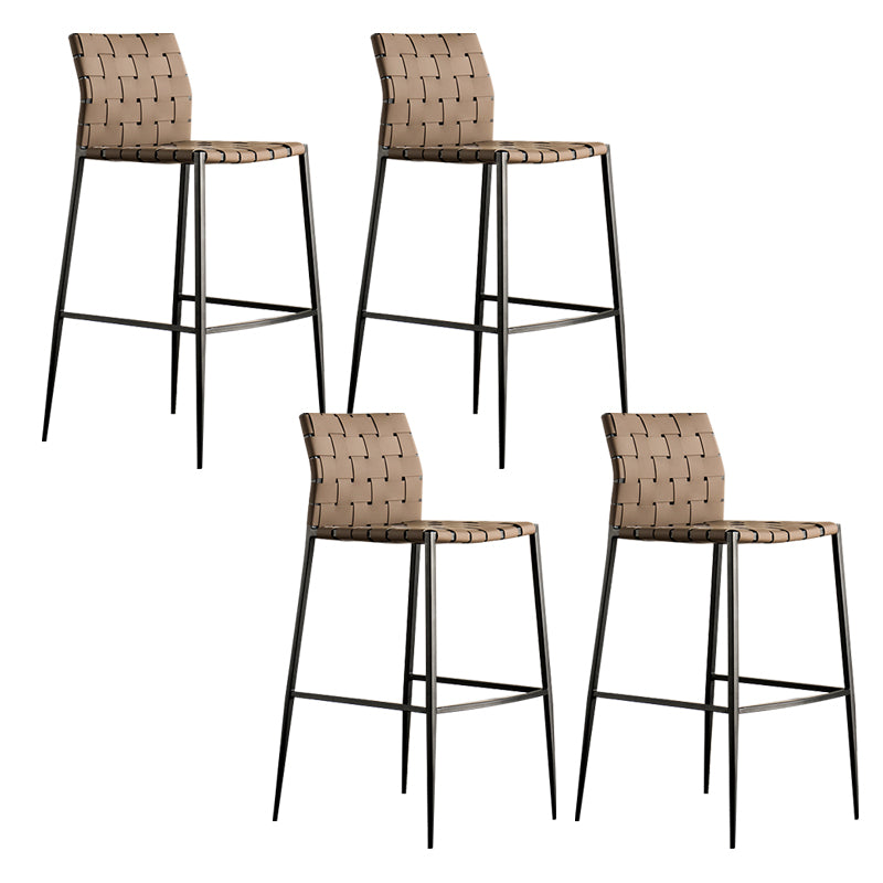 Modern Style Bar Stool Leather Backrest Counter Stool with Metal Legs