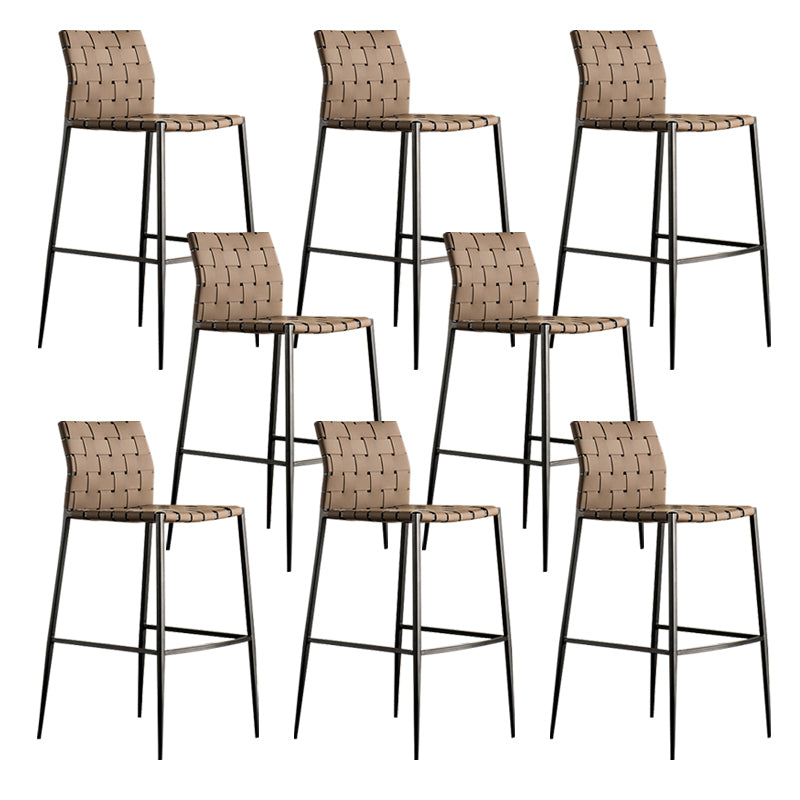 Modern Style Bar Stool Leather Backrest Counter Stool with Metal Legs