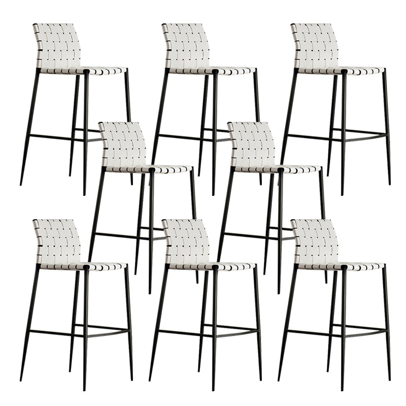 Modern Style Bar Stool Leather Backrest Counter Stool with Metal Legs