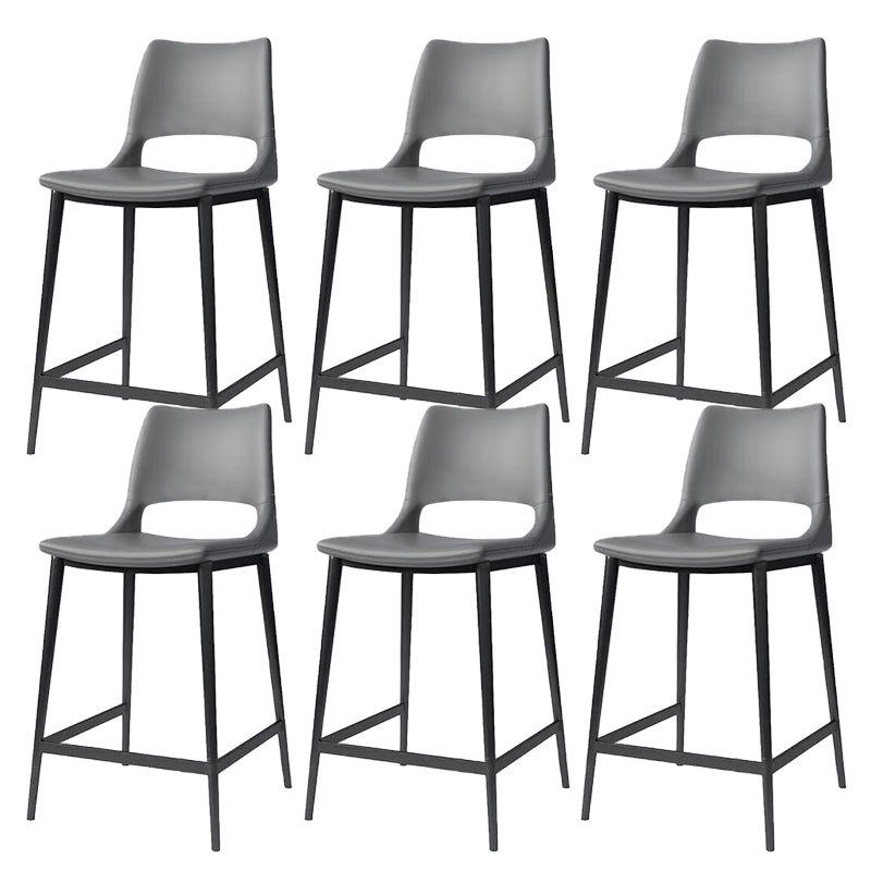 Leather Bar Stool Modern Backrest Counter Stool with Metal Legs