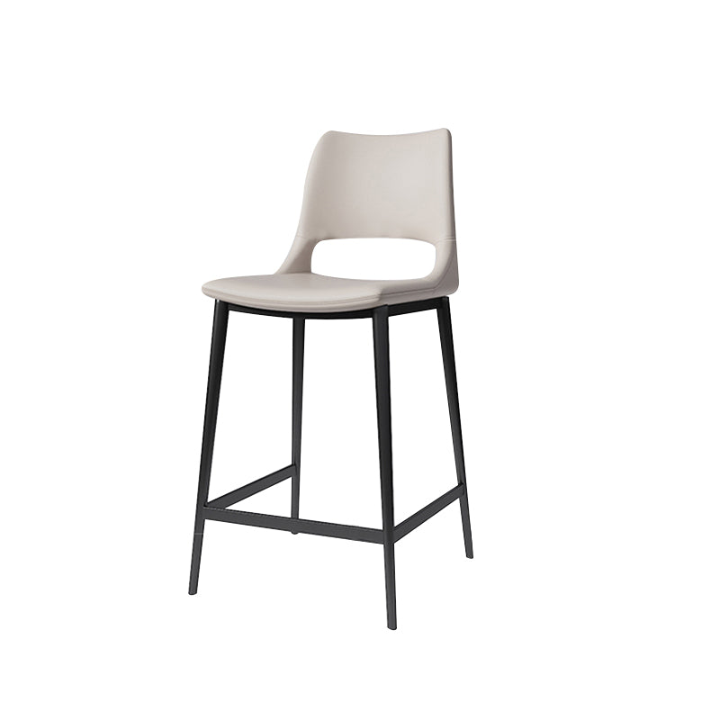 Leather Bar Stool Modern Backrest Counter Stool with Metal Legs
