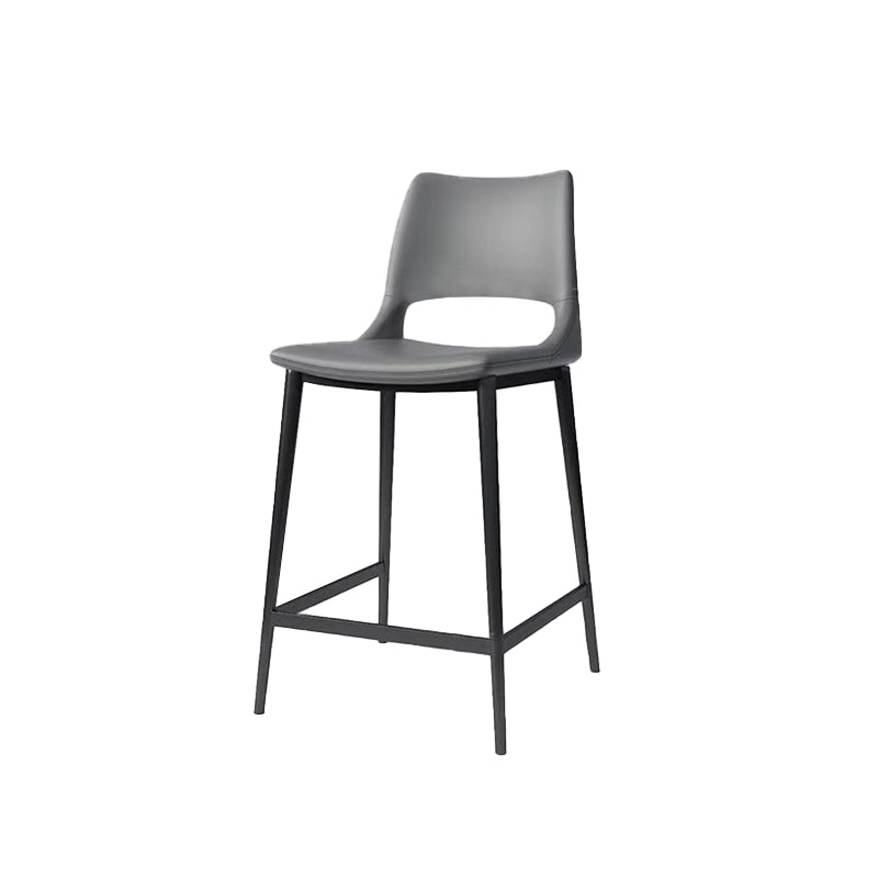 Leather Bar Stool Modern Backrest Counter Stool with Metal Legs