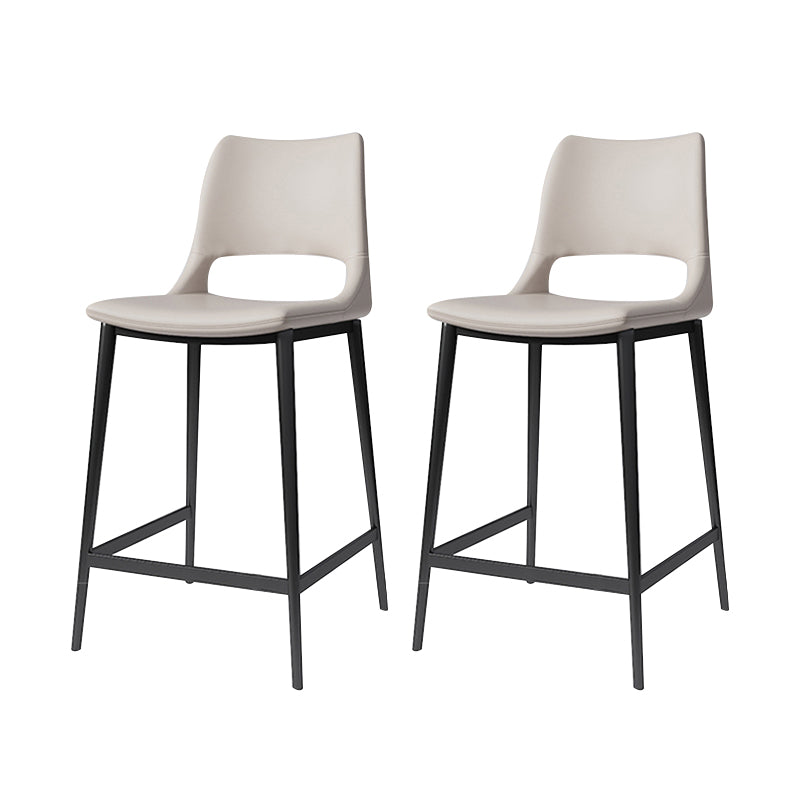 Leather Bar Stool Modern Backrest Counter Stool with Metal Legs