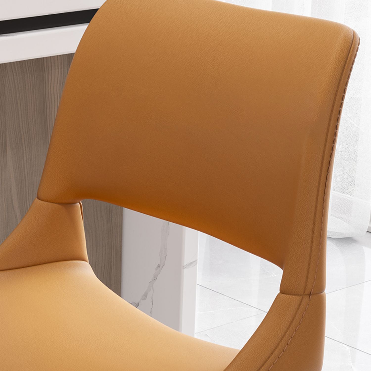 Leather Bar Stool Modern Backrest Counter Stool with Metal Legs